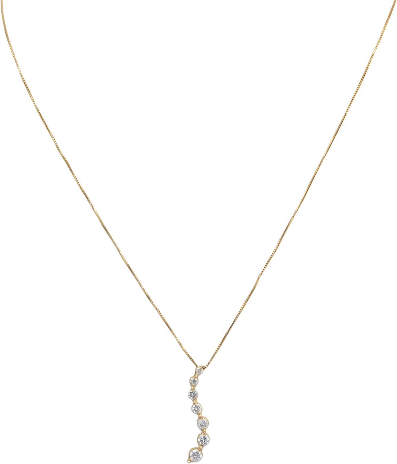 Diamond Round Cut 14k Yellow Gold Journey Pendant Necklace 0.50CT