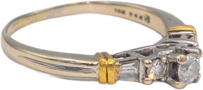 14k White & Yellow Gold Diamond Engagement Ring .50CT w/ .25CT Center Sz. 11