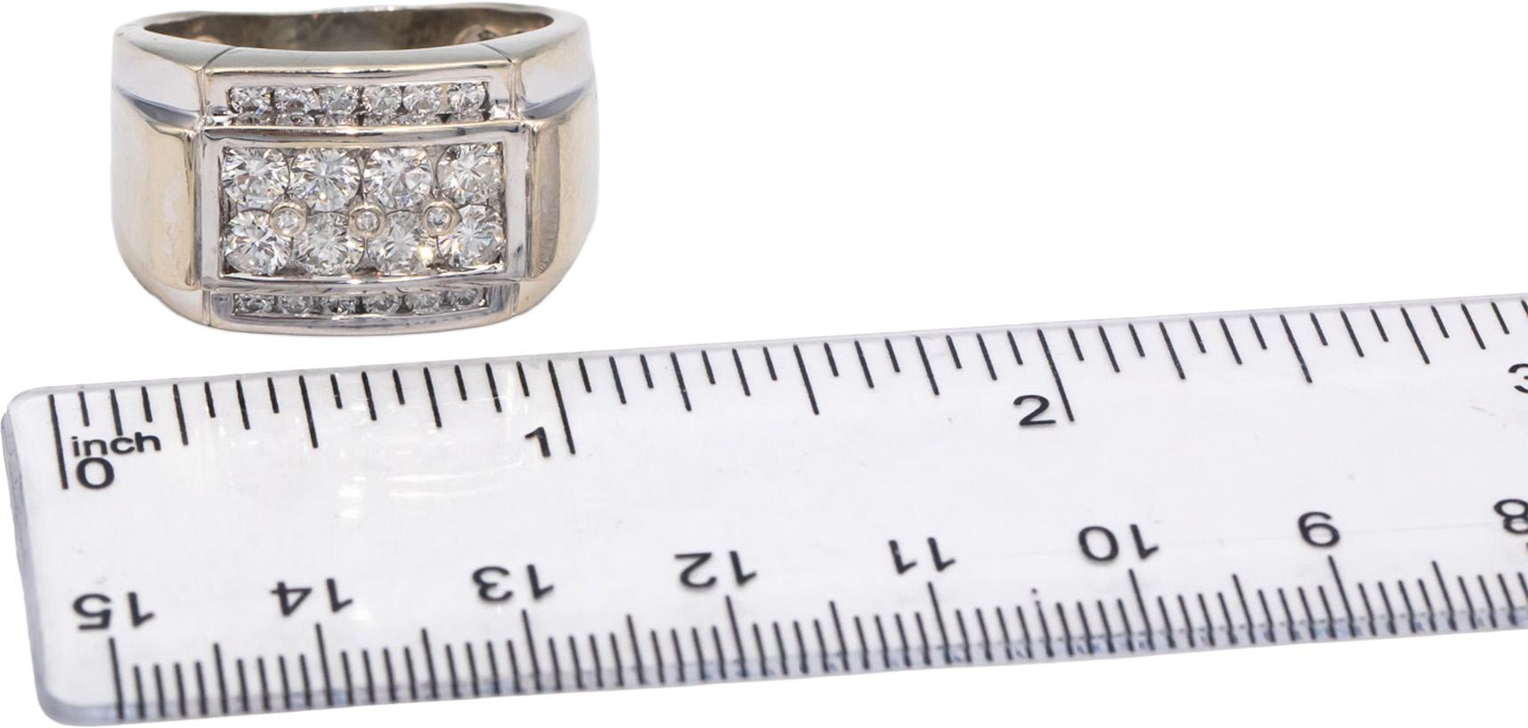 14k White Gold Round Cut VS Diamond Men's Ring 1.50CT Size 11.25