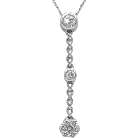 14k White Gold Round Diamond Dangle Pendant Necklace 0.15CT