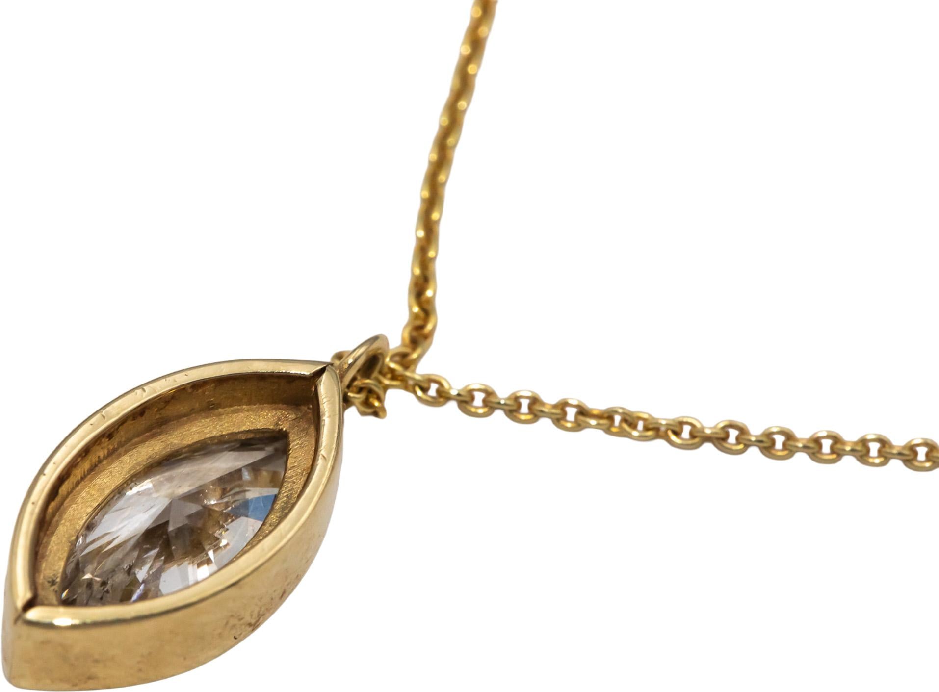 IGI Certified 14k Gold VS1/E Marquise Lab-Grown Diamond Pendant Necklace 2.09CT