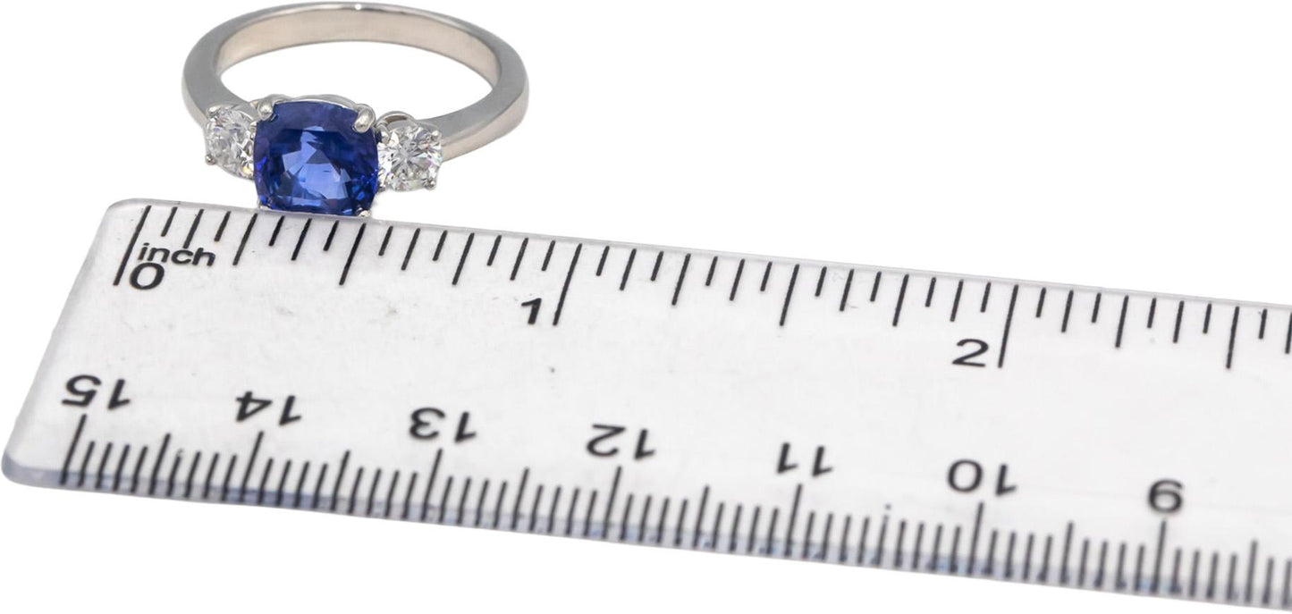 GIA Certified Platinum Royal Blue Sapphire & Diamond Ring 2.92CT Size 6.5