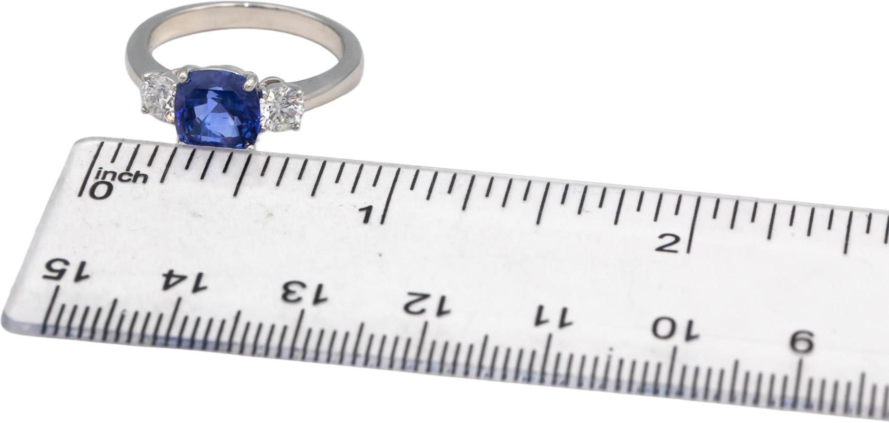 GIA Certified Platinum Royal Blue Sapphire & Diamond Ring 2.92CT Size 6.5