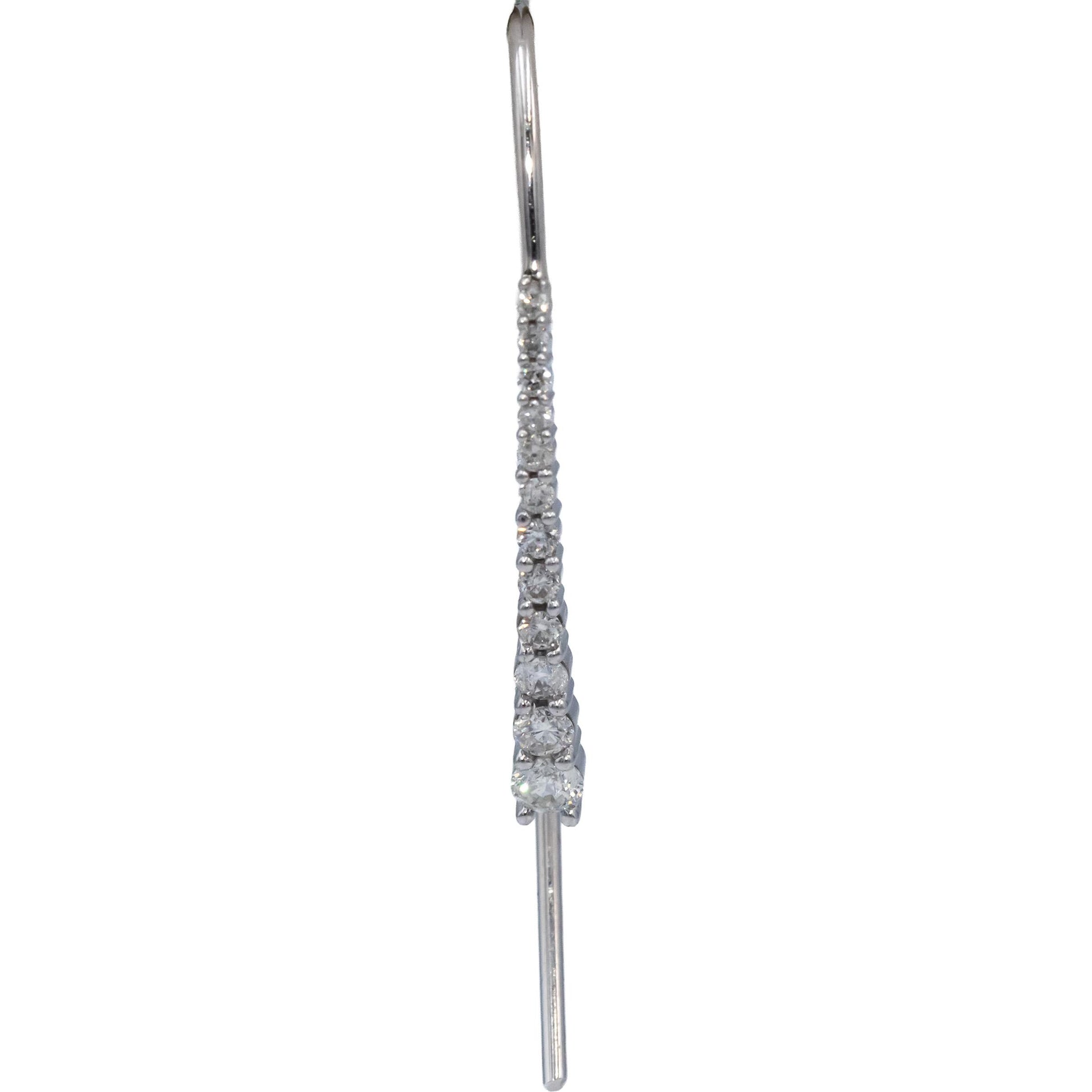 10k White Gold Round Diamond Hook Dangle Earrings 0.50CT