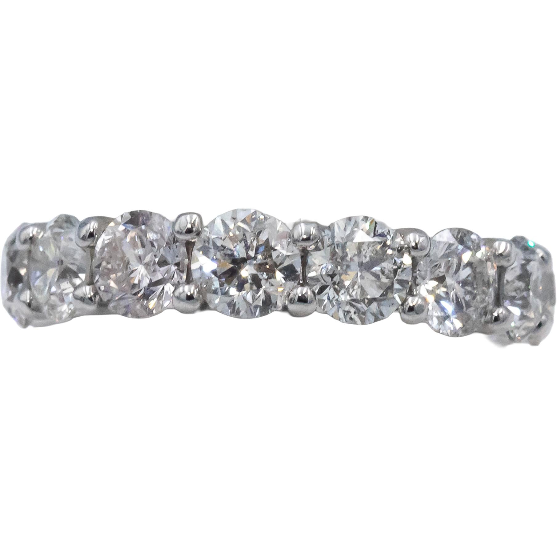 14k White Gold Round Diamond U-Shape Open Gallery Eternity Ring 6.38CT Size 7.5