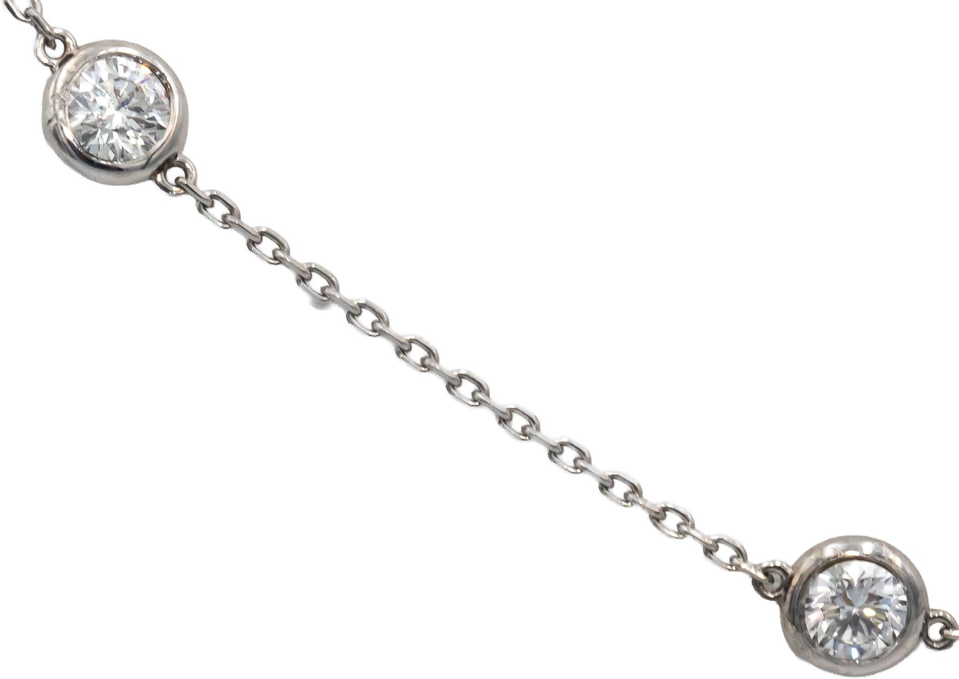 14k White Gold VS Round Bezel Set Diamond By The Yard Necklace Chain 1.50CT