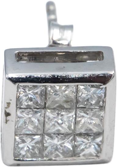 10k White Gold VS Princess Cut Invisible Set Square Stud Earrings 1.0CT