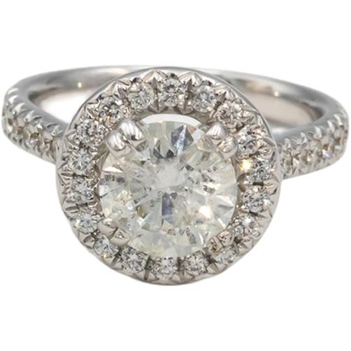 18k White Gold VS Round Diamond Halo Ring 2.31CT w/ 1.71CT Center Size 6.25