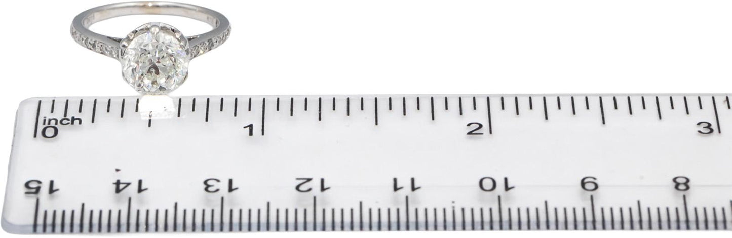 18k White Gold Round Diamond Engagement Wedding Ring 2.17CT w/ 2.01CT Center