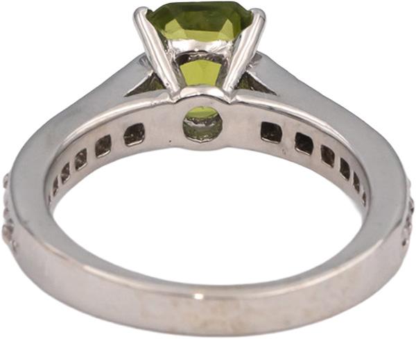 14k White Gold Peridot & Diamond Cocktail Ring 1.78CT Size 6.25