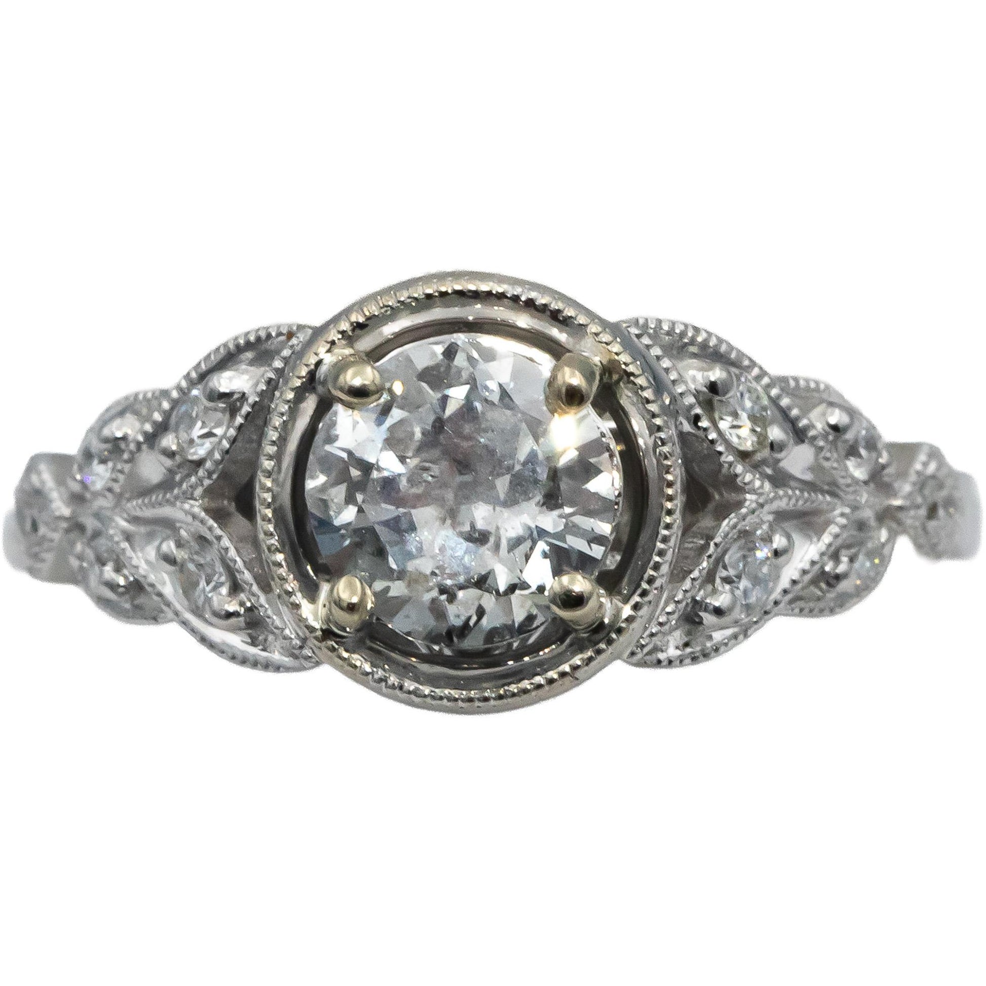 Vintage Antique 14k White Gold Diamond Engagement Ring 0.85CT w/ 0.75CT Center