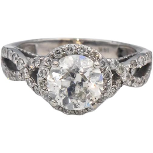 14k White Gold Old European Diamond Engagement Ring 2.68CT w/ 1.93CT Center