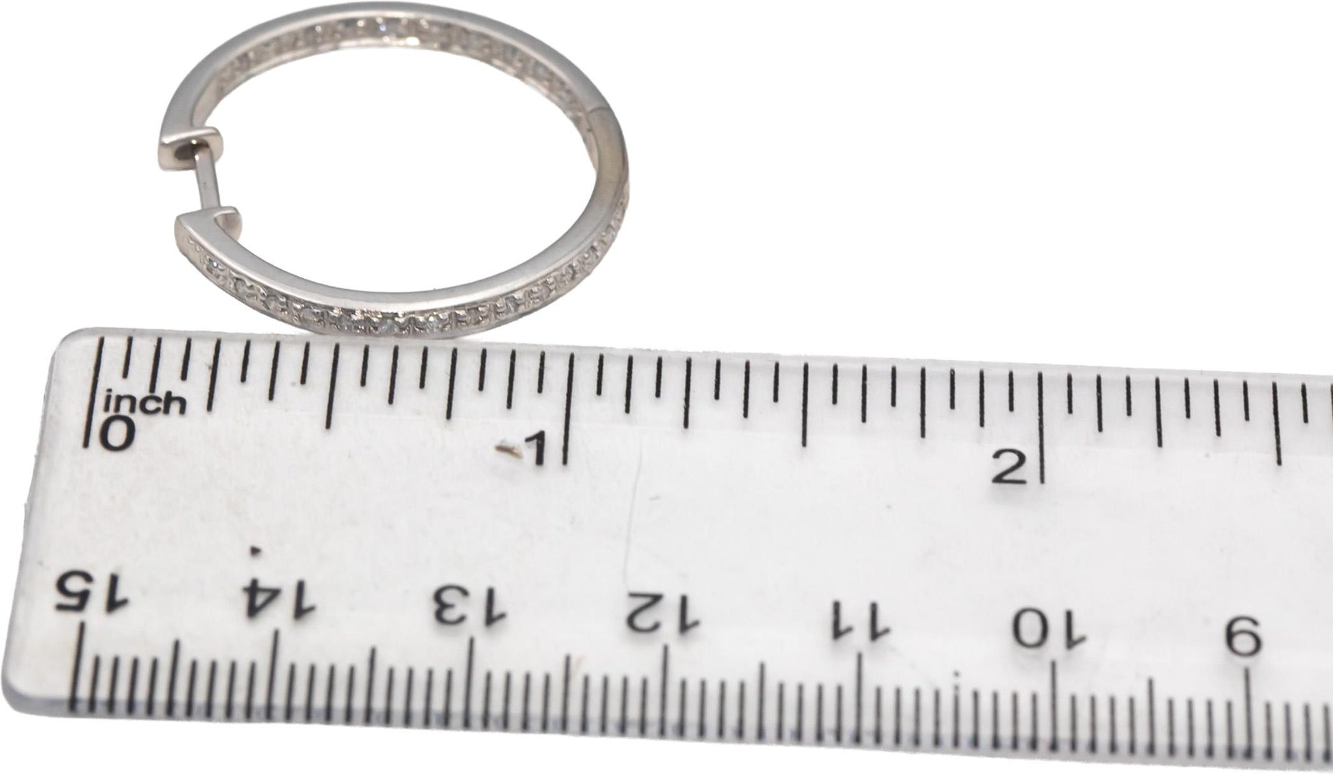 14k White Gold Round Diamond Inside Out Hoop Earrings 0.50CT