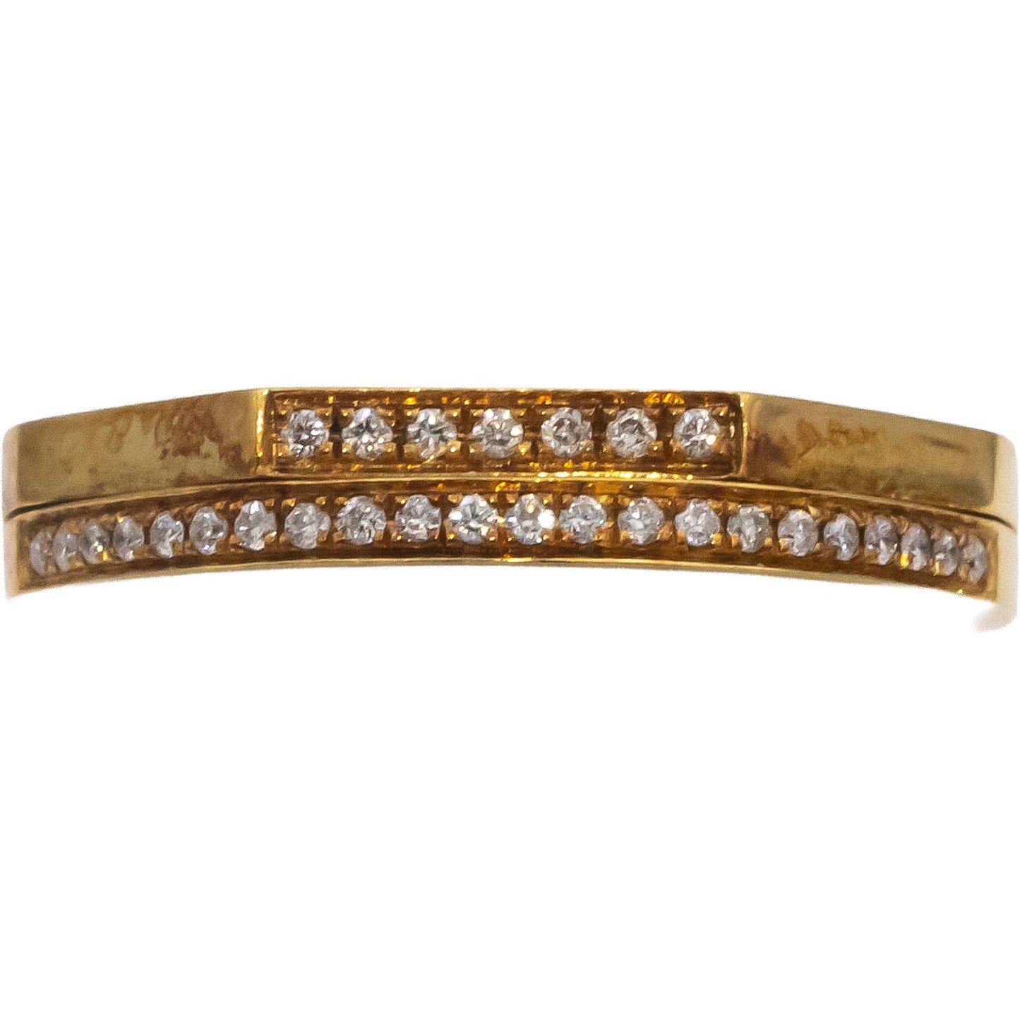 18k Yellow Gold VS Round Diamond Double Band Ring 0.15CT Size 7