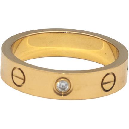 CARTIER 18k Gold Diamond Love Screw Motif 4mm Ring .02CT Size 48 $2640