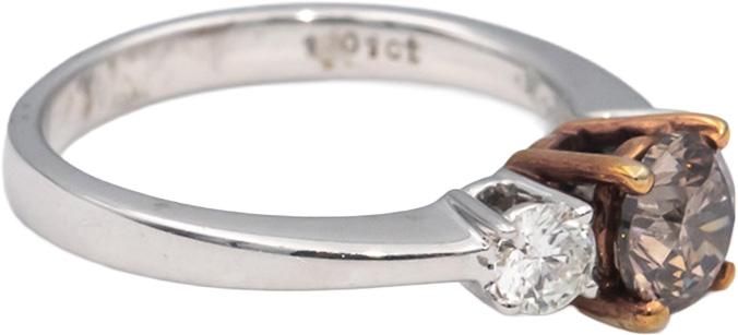 14k White & Rose Gold Round Diamond Three Stone Ring 1.41CT Size 7