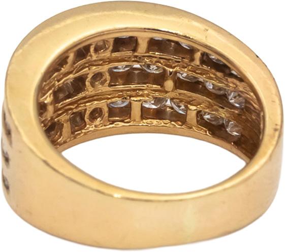 14k Yellow Gold Round Channel Set Diamond Three Row Band Ring 1.0CT Size 5.75