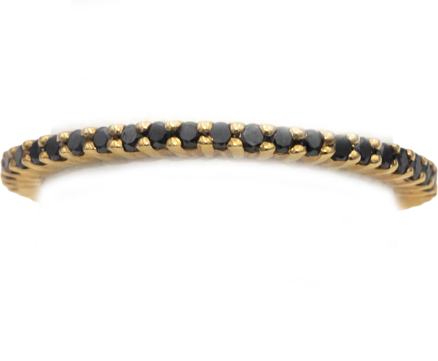 14k Yellow Gold Round Black Diamond Eternity Band Ring 0.50CT Size 6.75