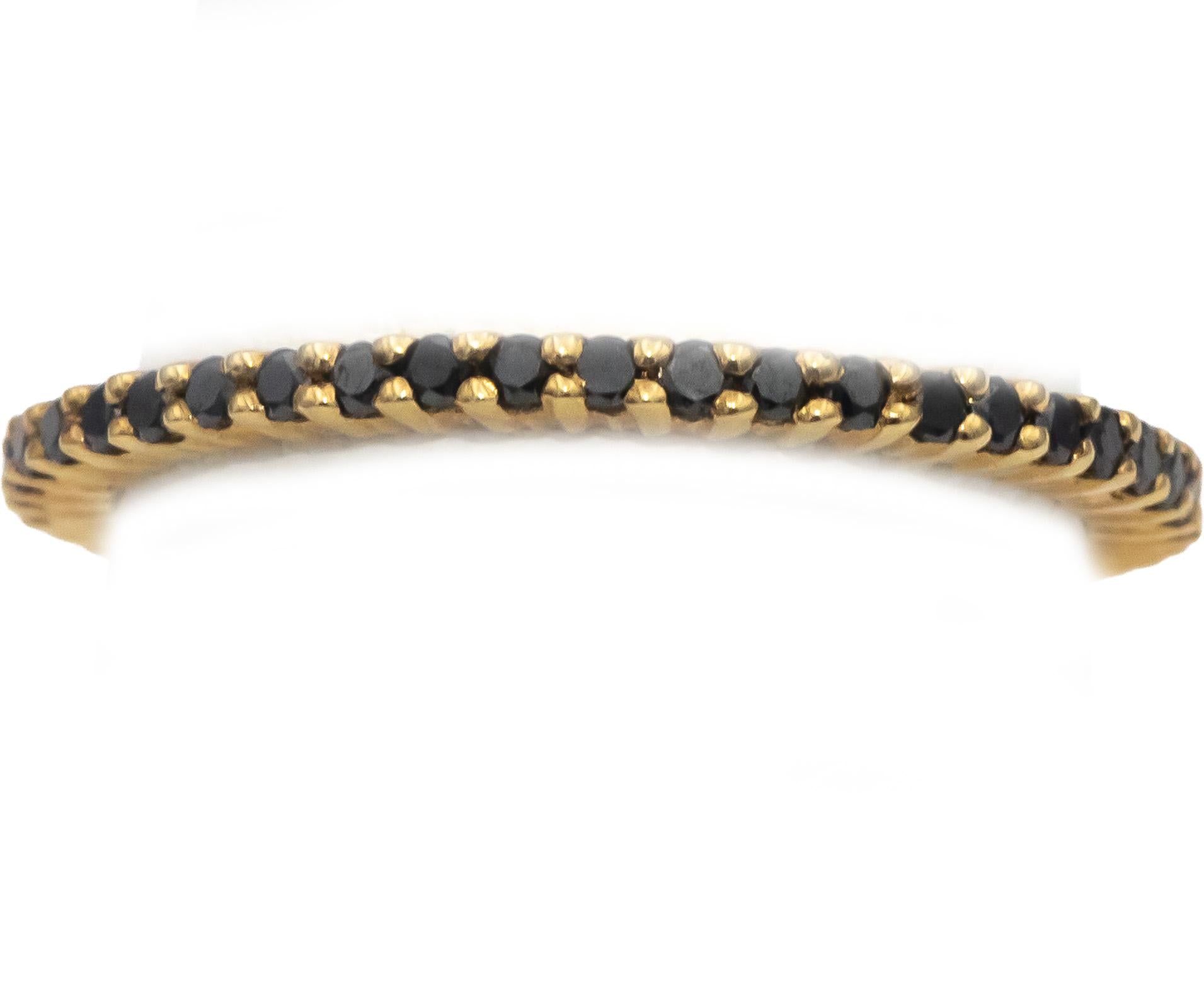 14k Yellow Gold Round Black Diamond Eternity Band Ring 0.50CT Size 6.75