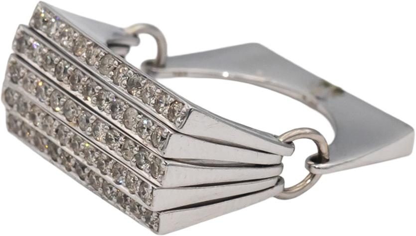 14k White Gold Round Diamond Geometric Multi-Band Ring 0.80CT Size 6.5