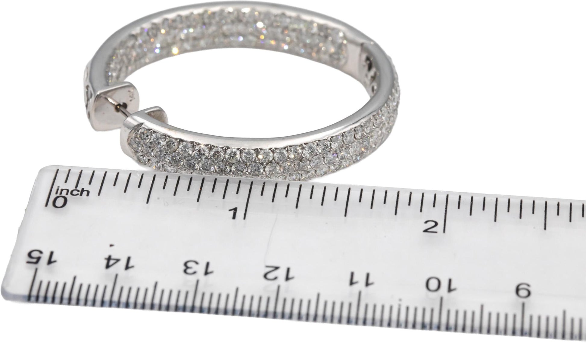 14k White Gold VS Round Diamond Cluster Inside Out Hoop Earrings 8.0CTW