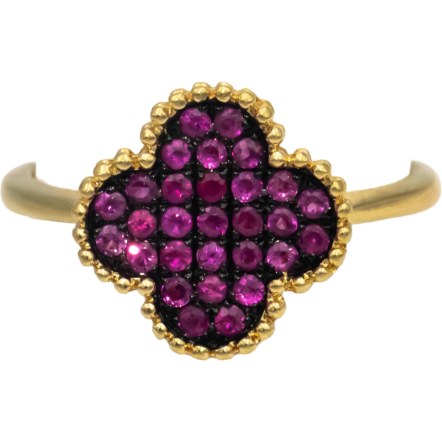 18k Yellow Gold Round Cut Ruby Cluster Cocktail Ring 0.50CTW Size 5.5