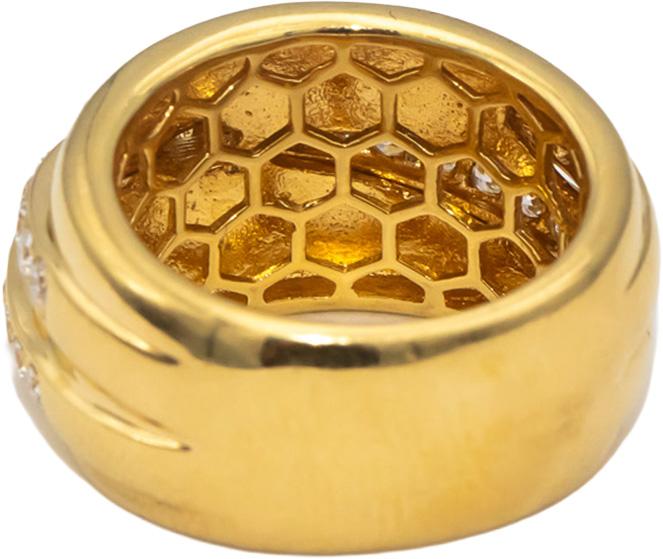 18k Yellow Gold VS Round Diamond Crossover Band Ring 1.0CT Size 6.75