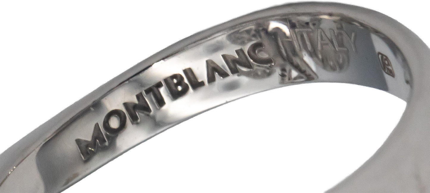 MONTBLANC 18k White Gold Diamond Flower Motif Cocktail Ring .70CT Size 6 Euro 52