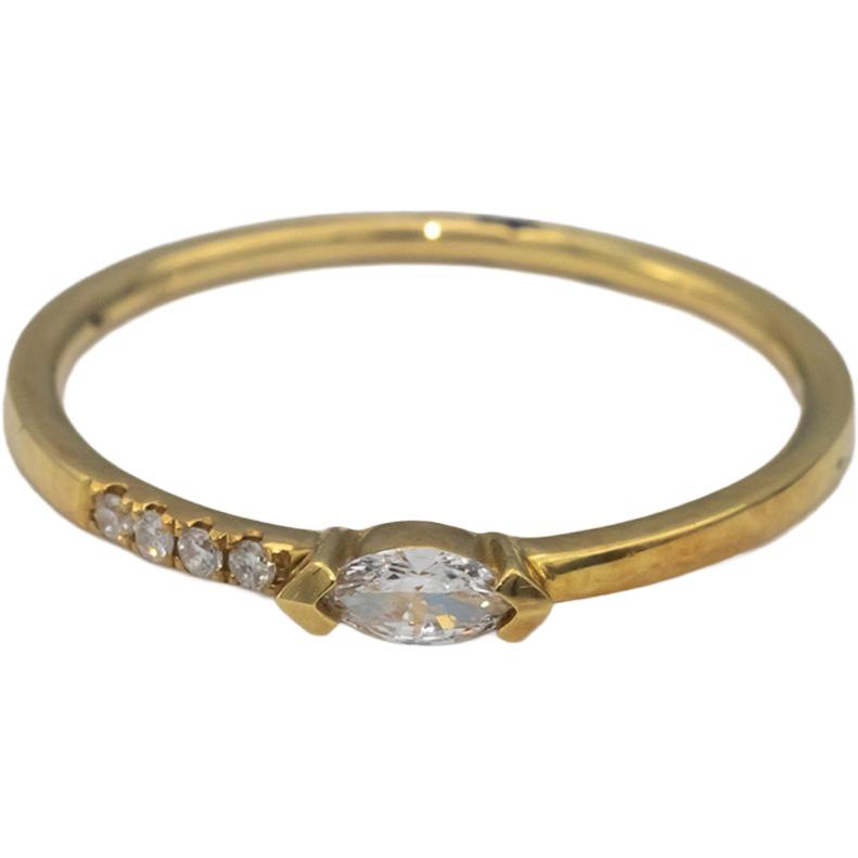 18k Yellow Gold VS Marquise & Round Diamond Band Ring 0.20CT Size 7.25