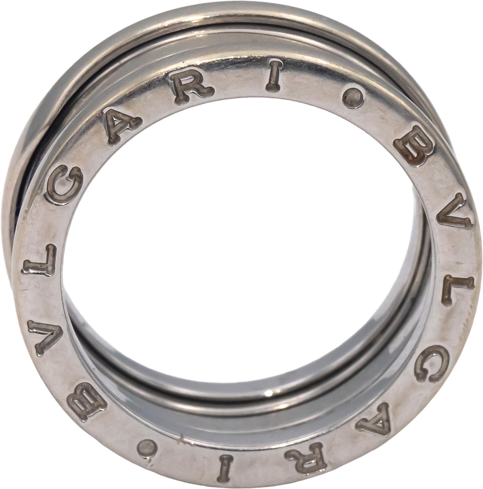 BVLGARI Designer 18k White Gold B.zero1 Four-Band Ring Size 8.5 Euro 58