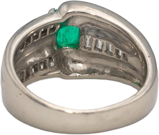 Platinum VS Diamond & Emerald Cocktail Ring 1.34CT Size 7.75