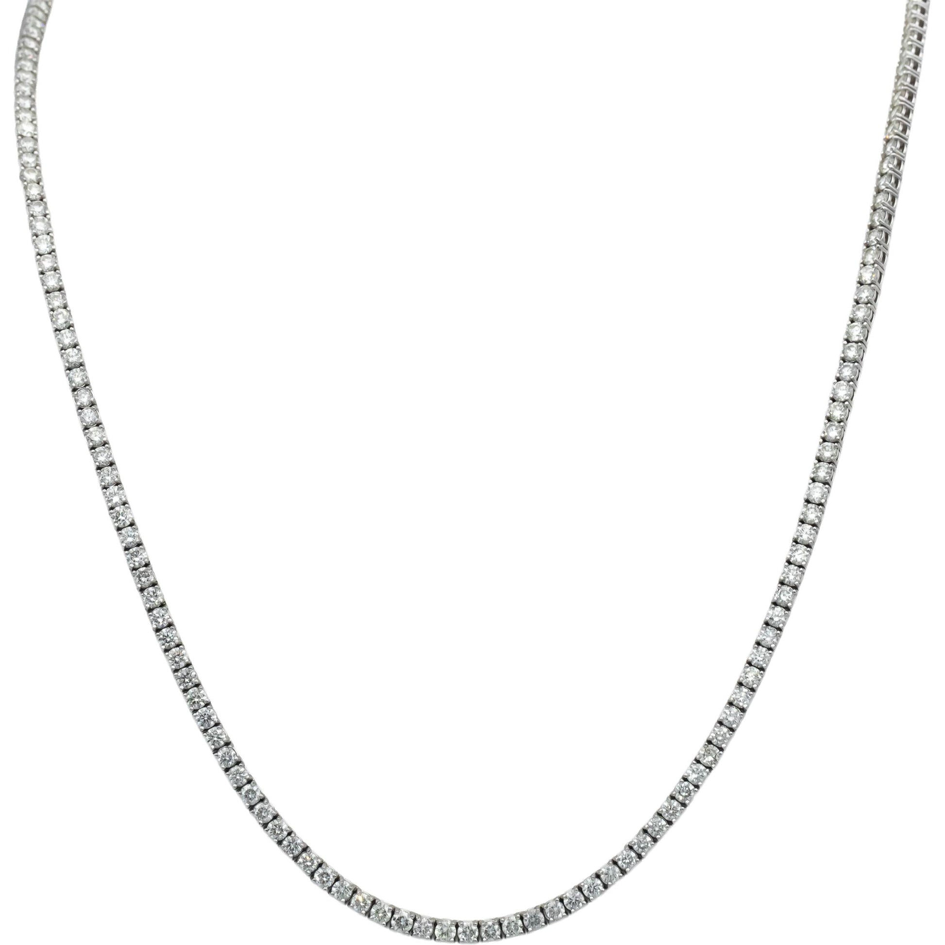 14k White Gold Lab-Grown Round Diamond Tennis Necklace 20.0CTW