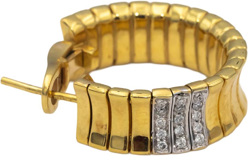 CHIMENTO 18k Yellow & White Gold Round VS Diamond Hoop Earrings 0.15CT