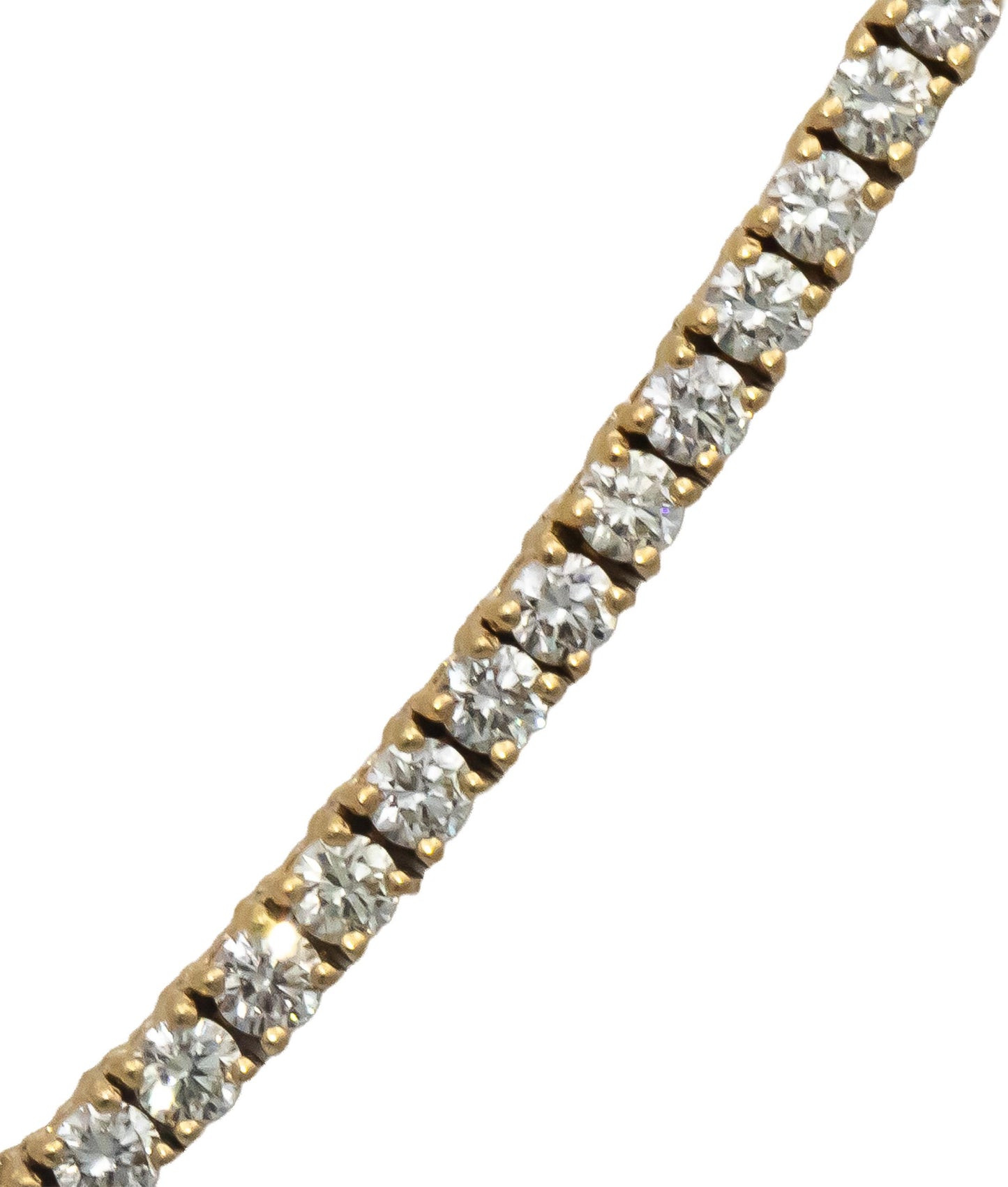 14k Yellow Gold VS Round Diamond Tennis Necklace 8.93CT