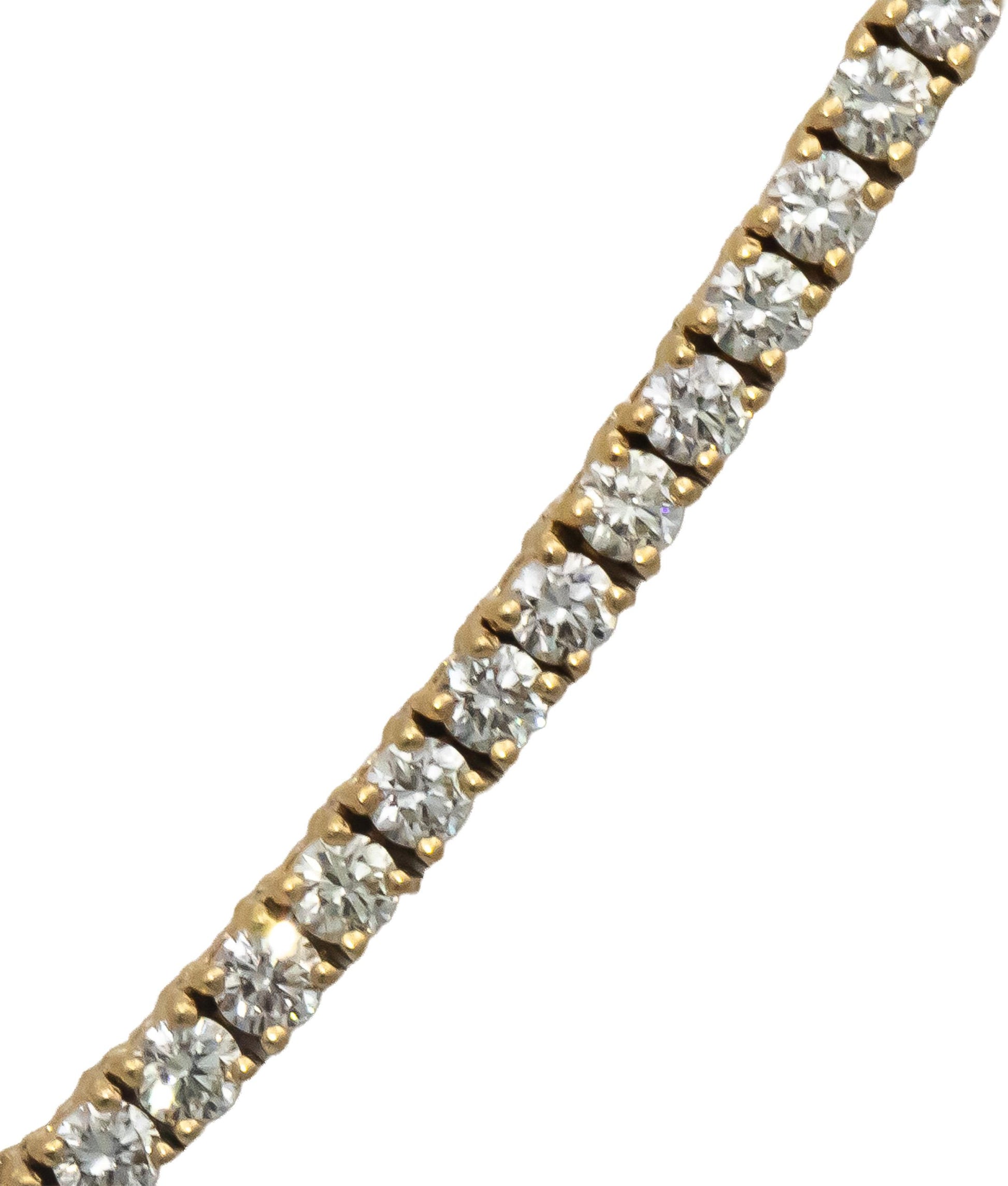 14k Yellow Gold VS Round Diamond Tennis Necklace 8.93CT