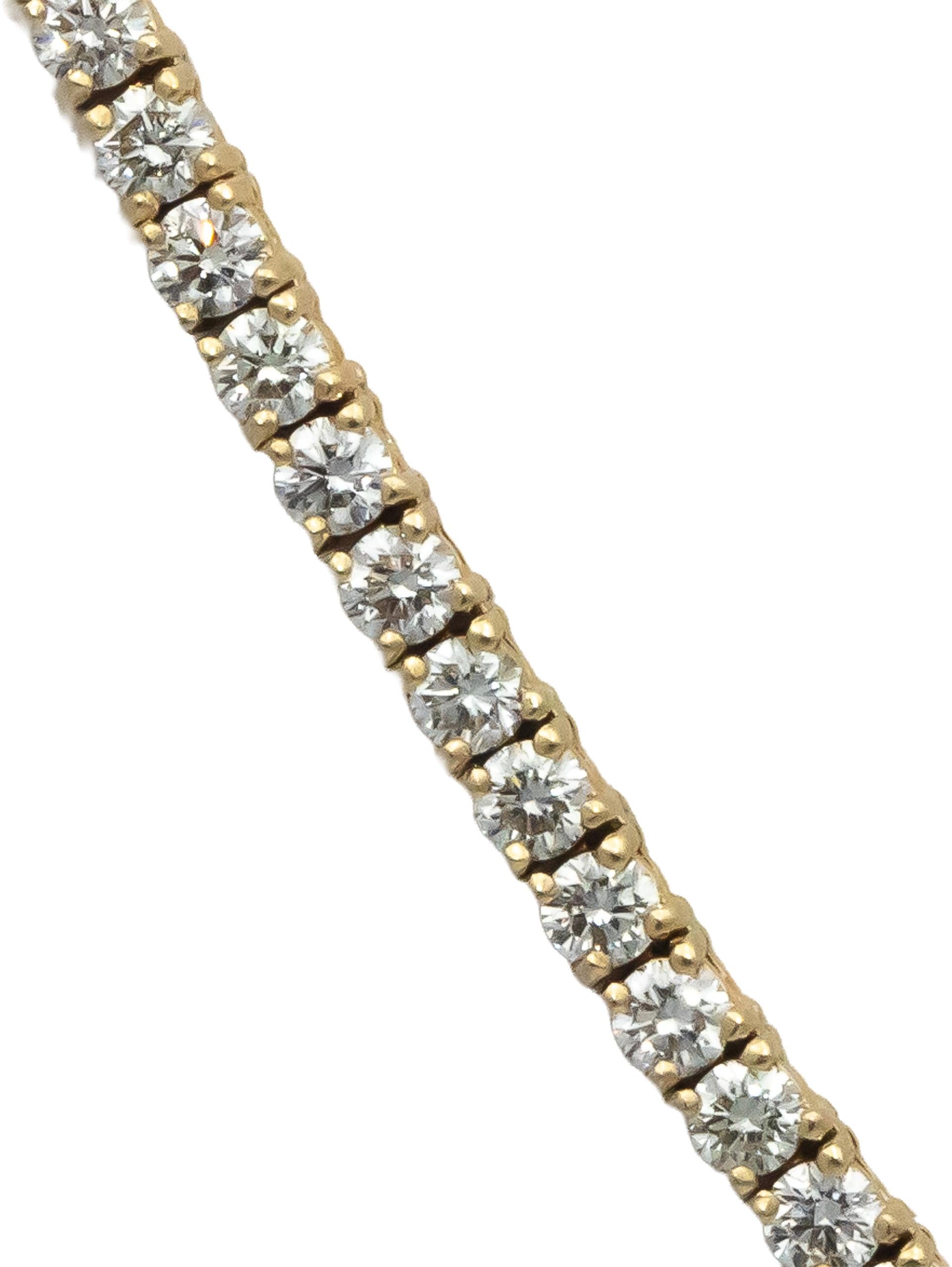 14k Yellow Gold VS Round Diamond Tennis Necklace 10.81CT