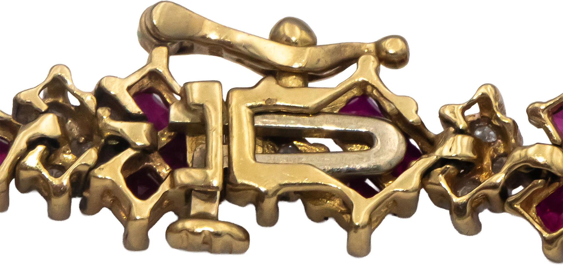 10k Yellow Gold Ruby and Diamond Fancy Link Bracelet 5.0CTW