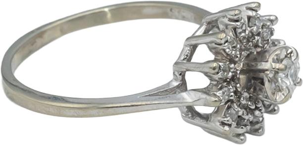 Vintage Antique 14k White Gold Round Diamond Halo Ring 0.25CT Size 9.25