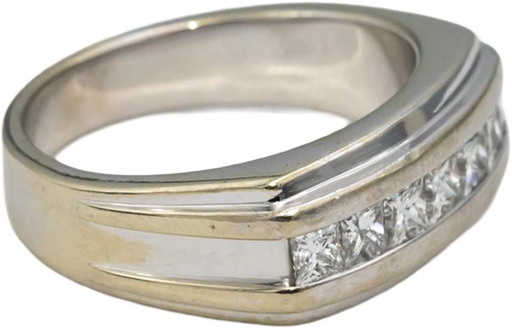14k White Gold Princess Cut Channel Set Diamond Men's Band Ring 0.90CT Size 10