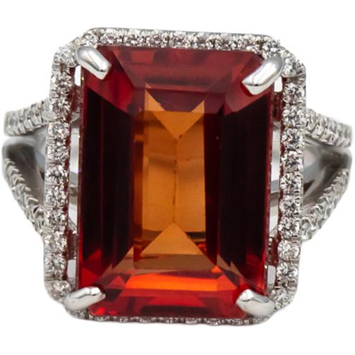 GIA Certified 18k White Gold Lab-Grown Sapphire & Diamond Ring 14.02CT Size 6.5