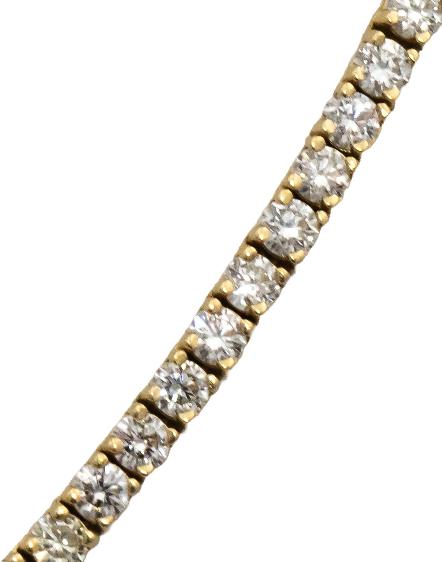 14k Yellow Gold Round Diamond Tennis Necklace 9.09CT