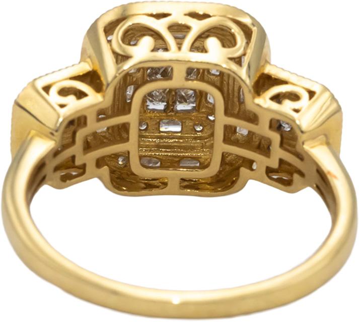 14k Yellow Gold Princess Baguette Round Diamond Cocktail Ring 1.0CT Size 9.75