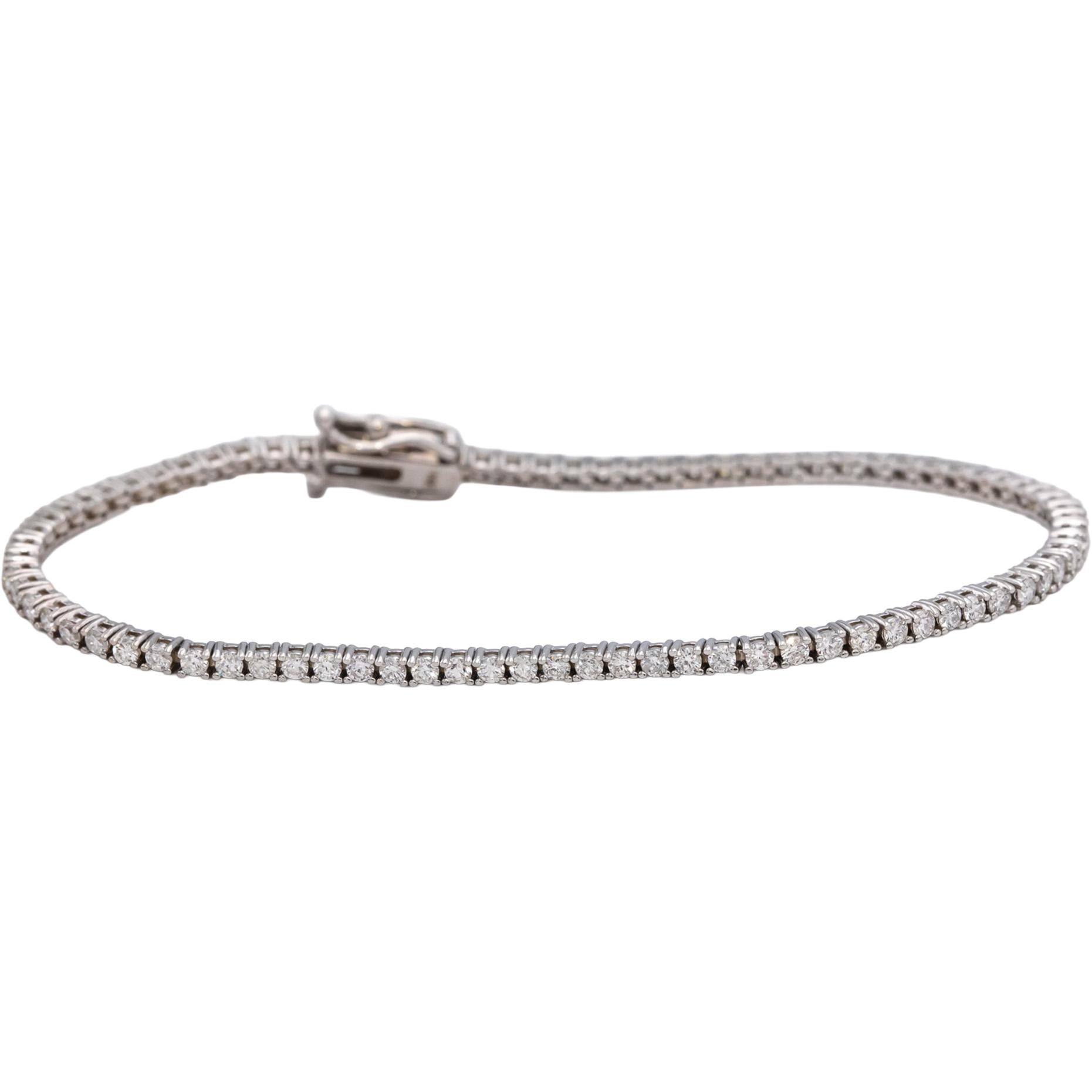 14k White Gold Round Diamond Tennis Bracelet 1.90CT