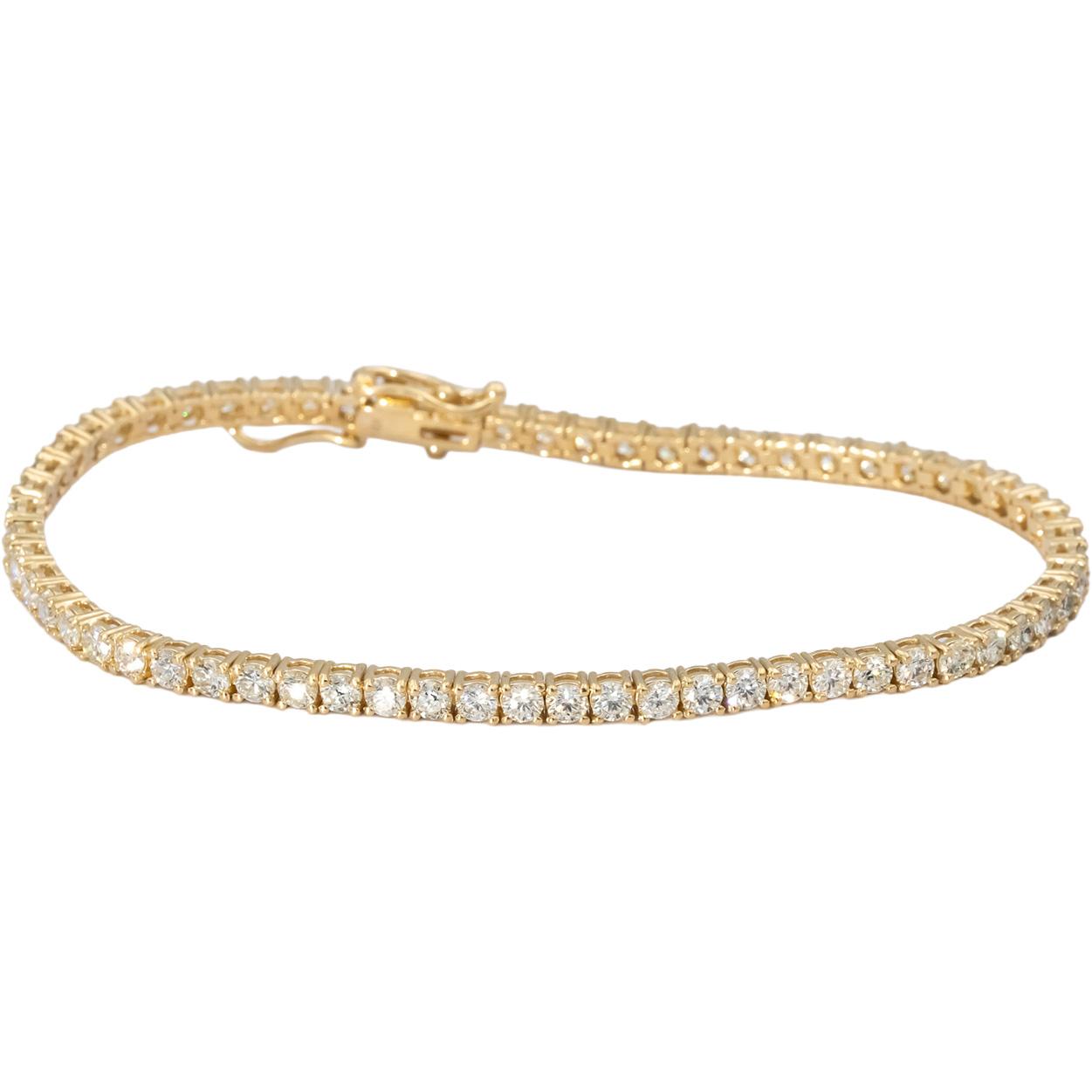 14k Yellow Gold VS Round Diamond Tennis Bracelet 4.56CT
