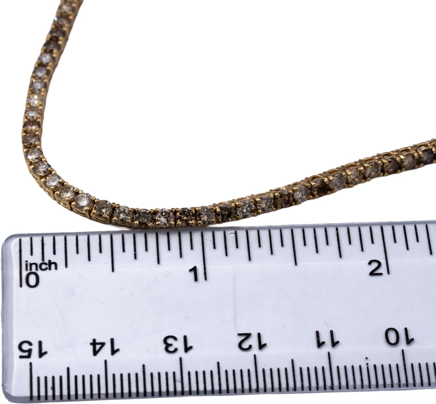 14k Yellow Gold Round Diamond Tennis Necklace 12.22CT