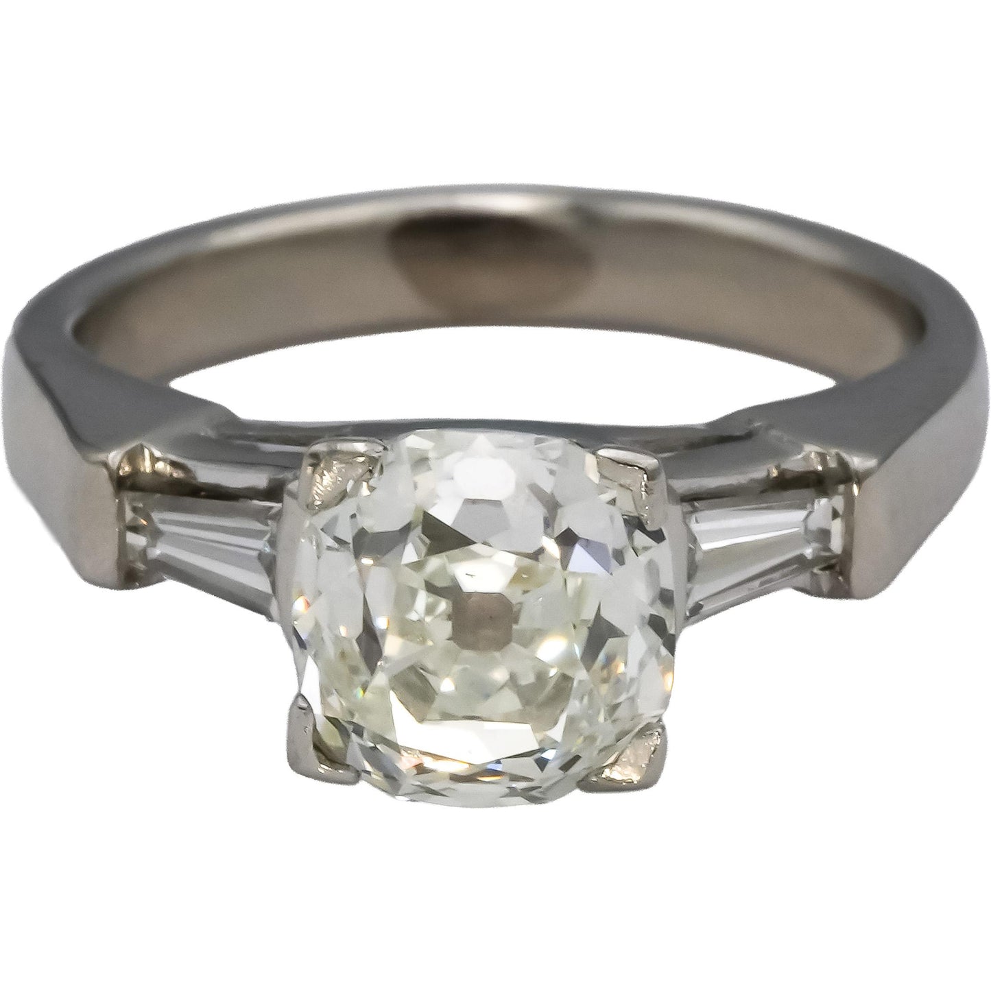 GIA Platinum SI1/J Old Mine Diamond Engagement Ring 2.32CT w/ 2.02CT Center