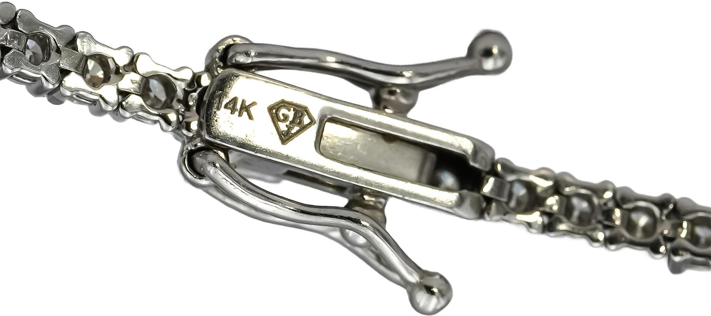 14k White Gold Round Diamond Tennis Bracelet 2.10CT