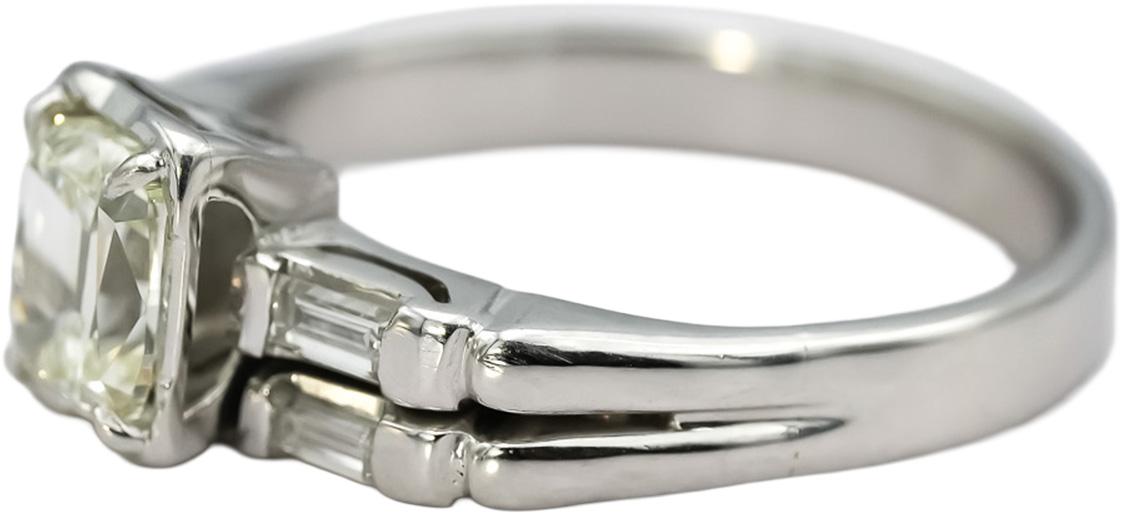 GIA 14k White Gold VS1/K Old Mine Diamond Engagement Ring 1.20CT w/ 1.0CT Center