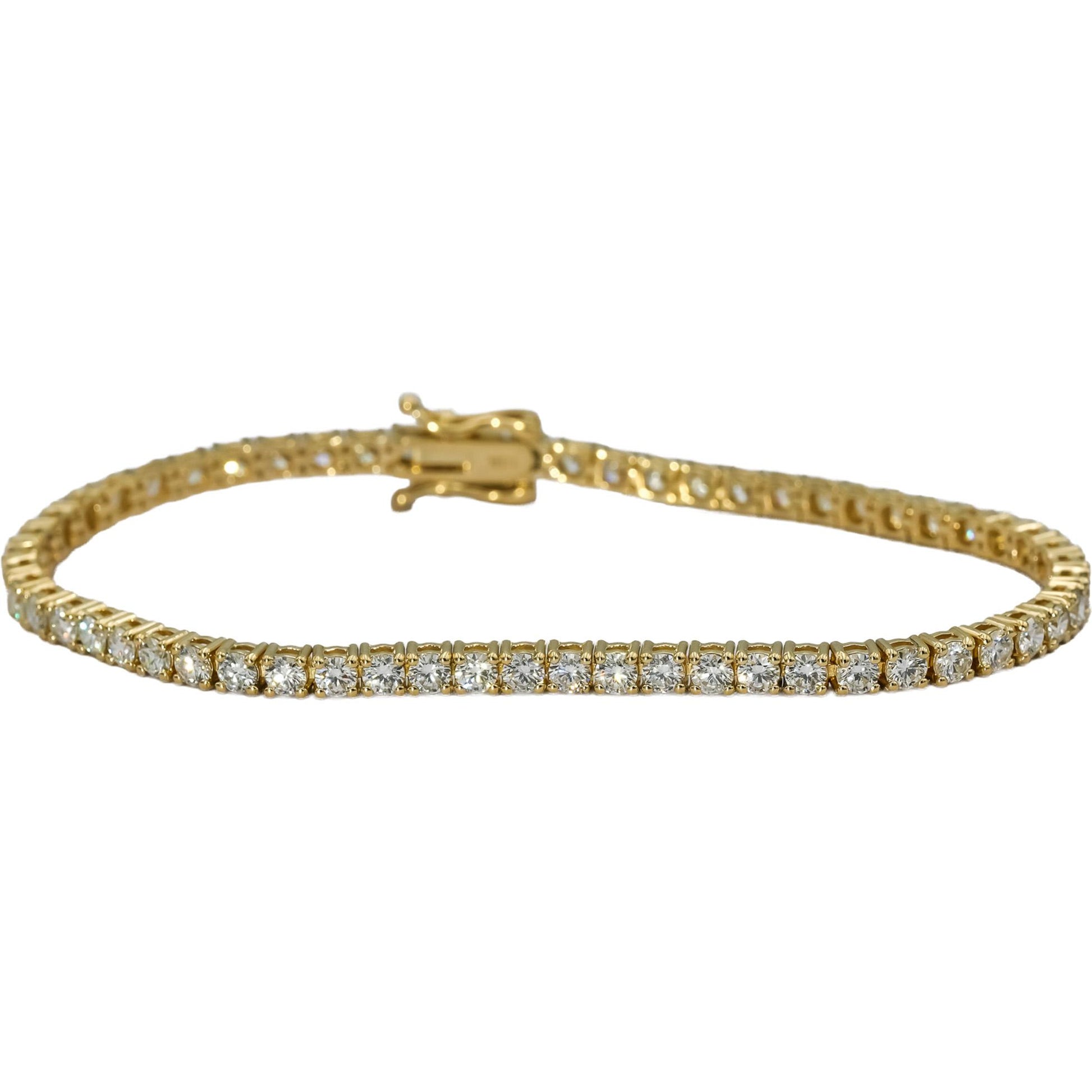 14k Yellow Gold VS Round Diamond Tennis Bracelet 4.69CT