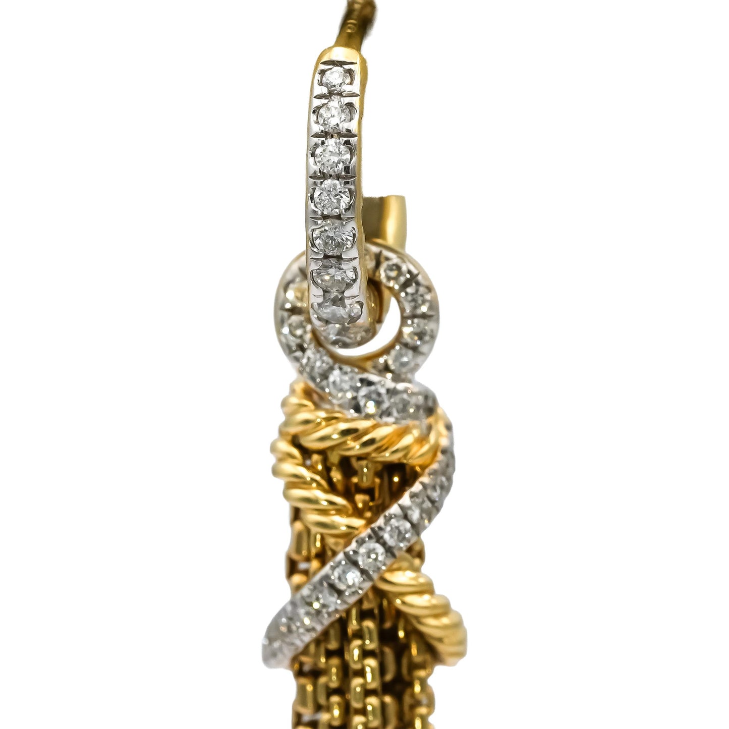 DAVID YURMAN 18k Yellow Gold VS Diamond Helena Chain Tassel Earrings 0.50CT